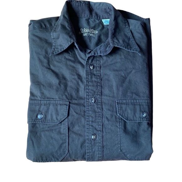 St Johns Bay Size Small Mens Button Up Shirt Long Sleeve Cotton Twill - Picture 3 of 5